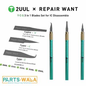 2uul YCS  3 in 1 Repair Blade Set for iPhone CPU A7-A16 Nand Wifi Glue Remover Cutter Tool