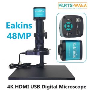 Eakins 48MP 4K HDMI USB Digital Microscope for Mobile Phone Repair Monocular Video Camera Continuous Zoom 100X 130X C-Mount