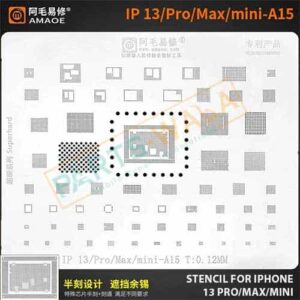 AMAOE BGA Reballing Stencil For IPHONE 13 Pro/Max/mini series/IP13-A15/CPU/Steel Mesh IC Chip Solder Template 0.12mm