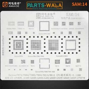 AMAOE SAM14 BGA Reballing Stencil Template for Samsung A105F A202F A305N A40S A505F A515F A530F A600F A750F /CPU
