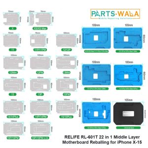 RELIFE RL-601T 22 in 1 Middle Layer Motherboard Reballing Soldering Platform With Stencil for iPhone X-15 Series