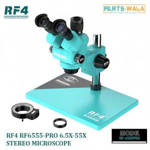 RF4 RF6555 Pro 6.5-55X Trinocular Microscope With Aluminum Base