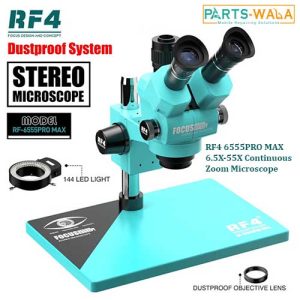 RF4 RF6555Pro max 6.5-65X  Zoom Trinocular Stereo Microscope with Aluminum Alloy Base