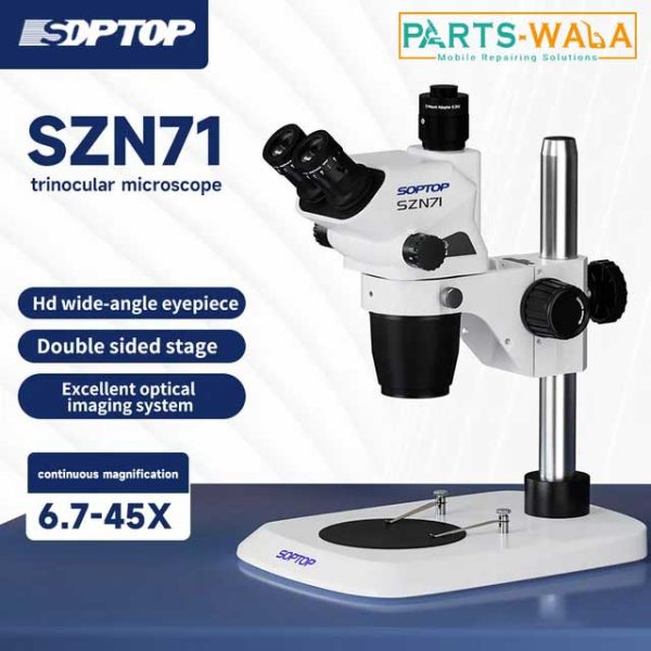 SOPTOP SZN71 Trinocular Co-visual Microscope 6.7-45 Continuous Zoom for Mobile Phone Repair