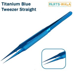 Titanium Blue Tweezer Straight Head for Mobile Repairing