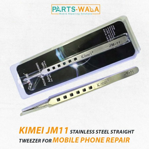 Kimei JM11 Stainless Steel Straight Tweezers for Mobile Phone Repair