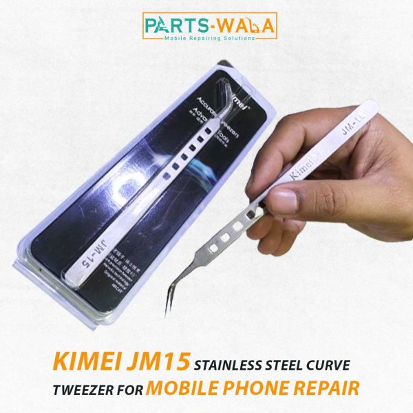 Kimei JM15 Stainless Steel Curve Tweezers for Mobile Phone Repair