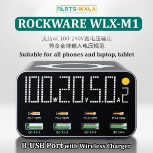 ROCKWARE WLX-M1 Multi-Device Fast Charger 8 USB Port with Wireless Charger