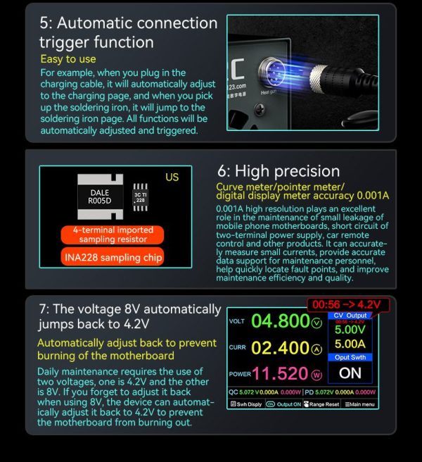 i2C P30 10-in-1 Multi-function Integrated Digital Power Supply plus Soldeirng Iron and Rework Station - Image 4