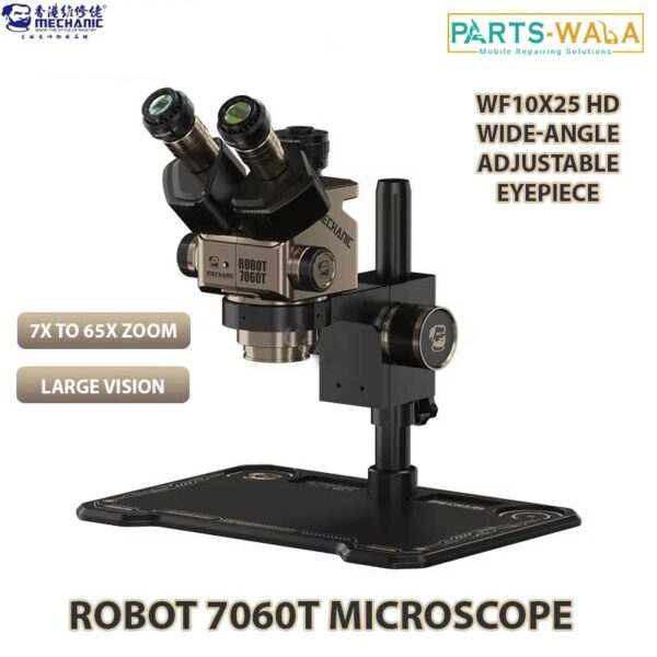 Mechanic Robot 7060T 7-60X HD Continuous Zoom Trinocular Microscope with Aluminum Alloy Big Base