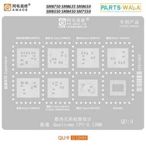 Amaoe QU9 Qualcomm CPU BGA Stencil for SM8750 SM8635 SM8650 SM8550 SM8450 SM7550